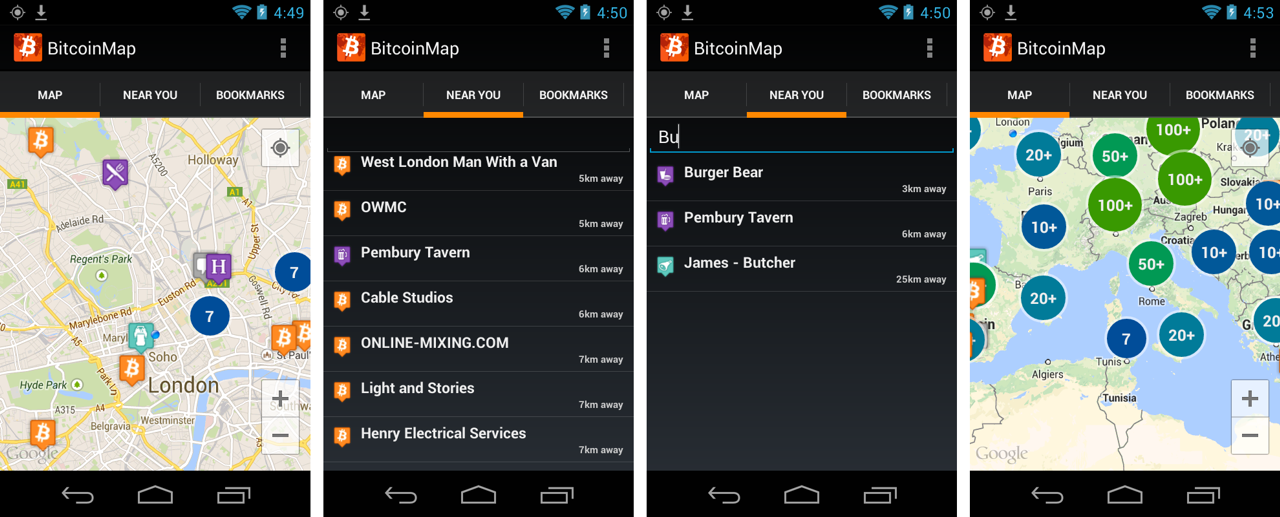 bitcoin map app screenshot